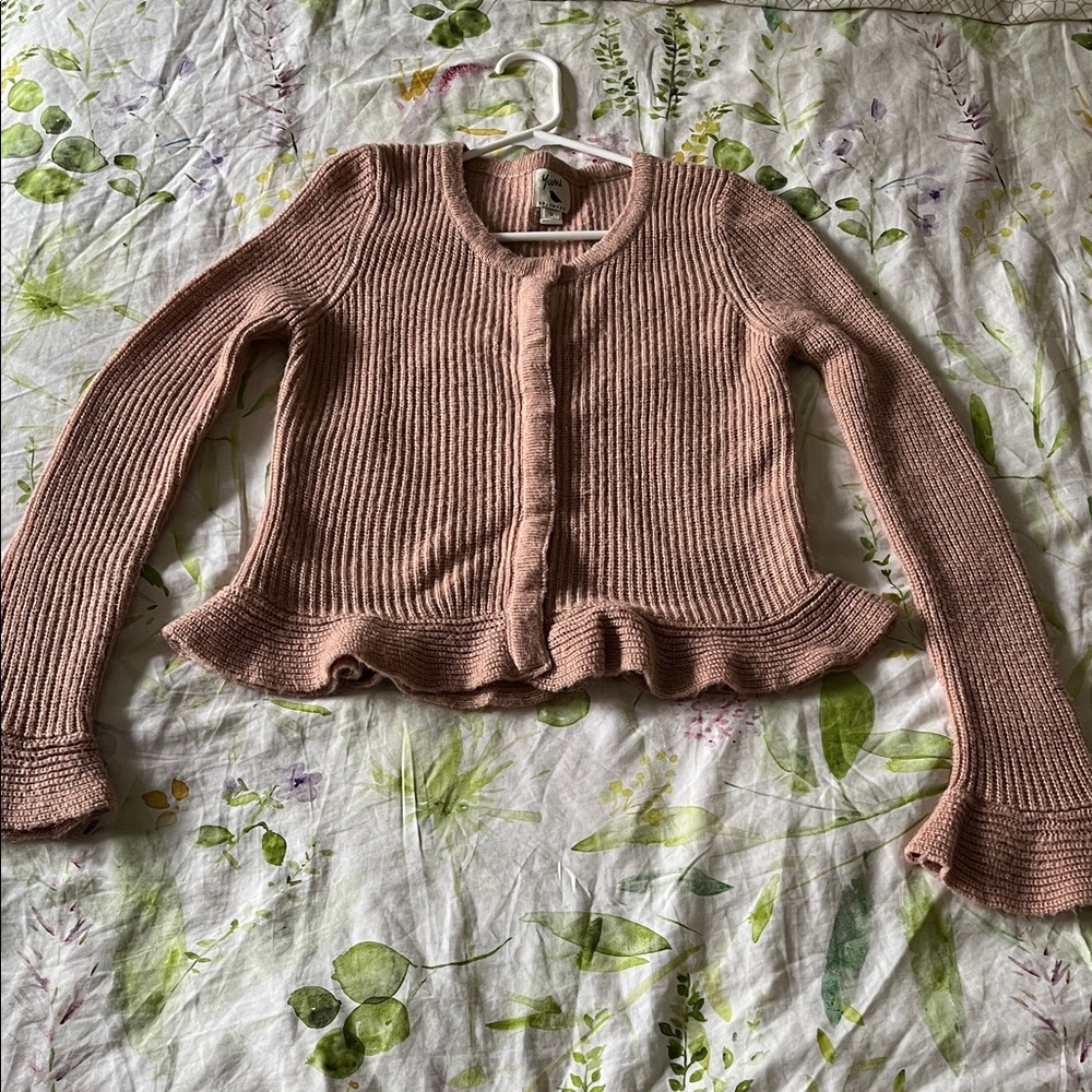 Dusty Pink Ribbed Cardigan